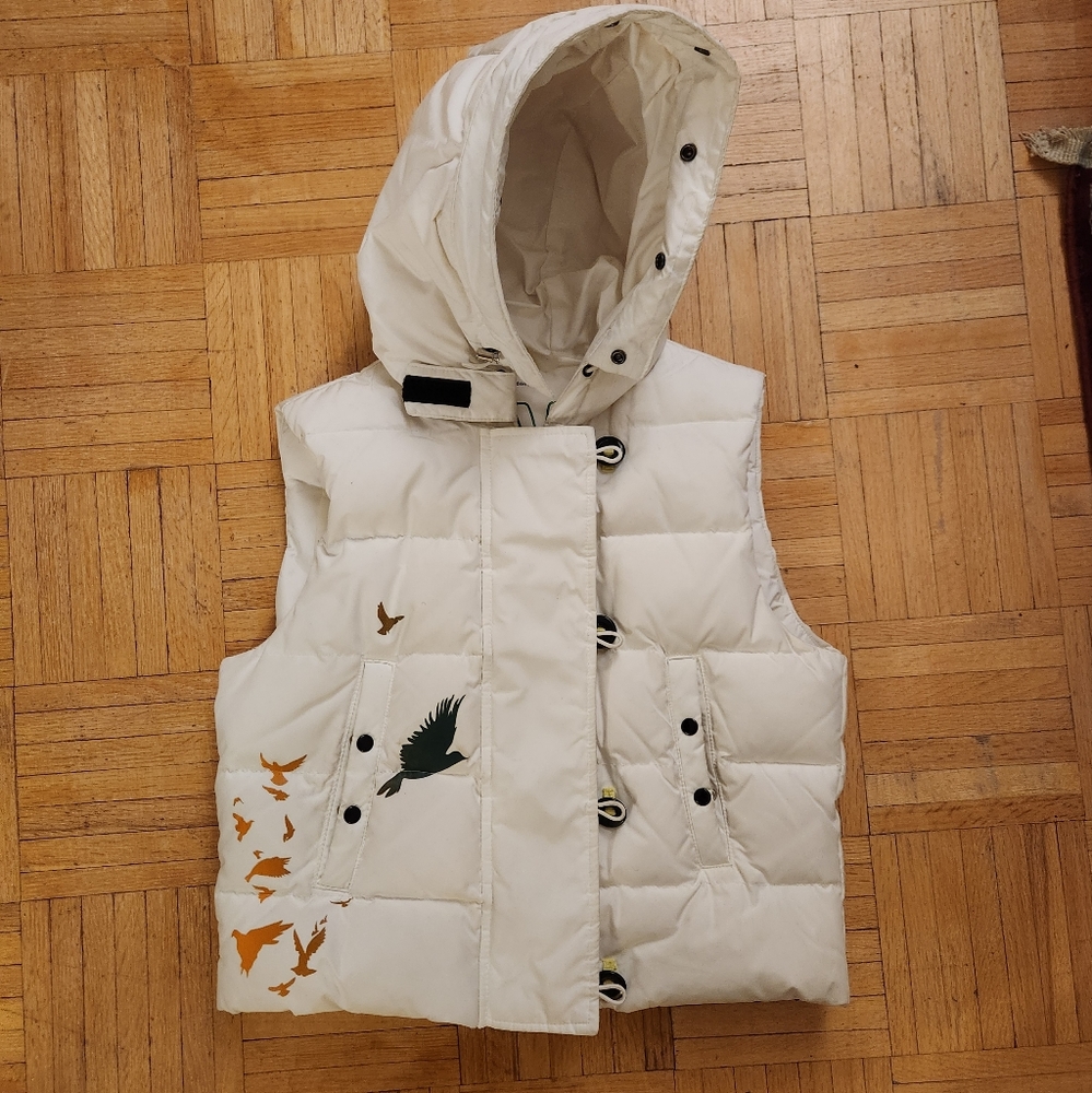 Cropped Gap White Vest Puffer with Hood Size M